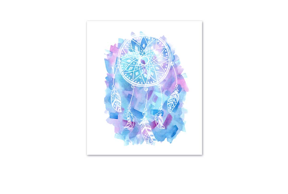 Blue and Purple Watercolour Dream Catcher | Canvas Wall Art Print - Final Touch Decor