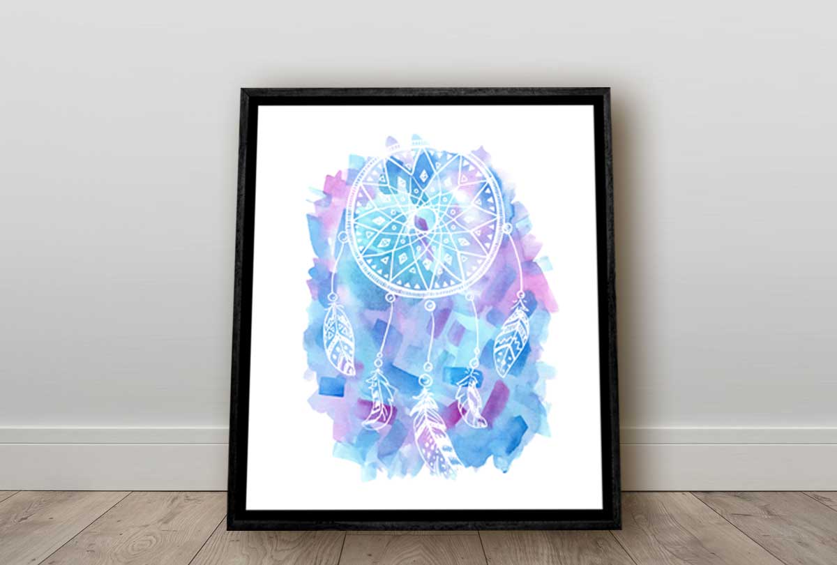 Blue and Purple Watercolour Dream Catcher | Canvas Wall Art Print - Final Touch Decor