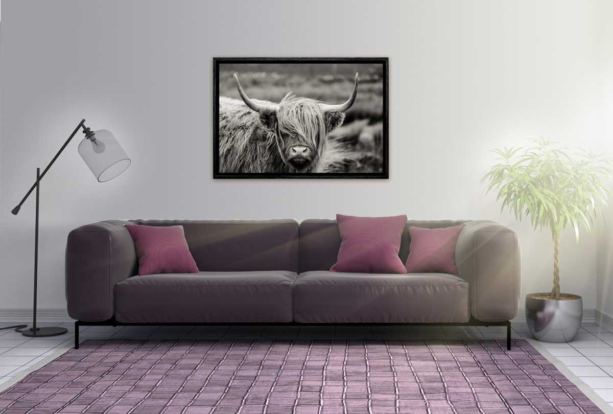 Highland Cow Monochrome | Canvas Wall Art Print - Final Touch Decor