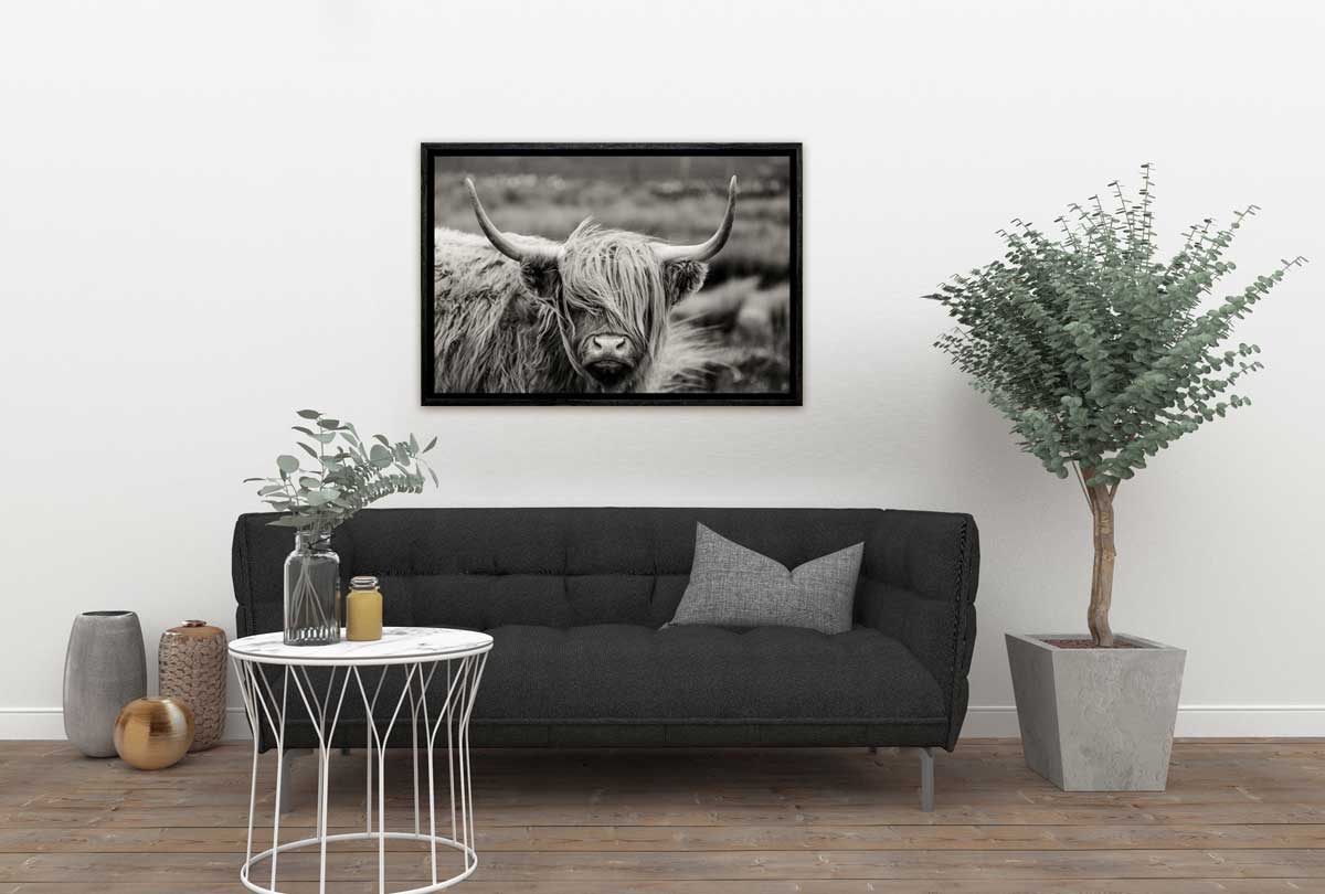 Highland Cow Monochrome | Canvas Wall Art Print - Final Touch Decor