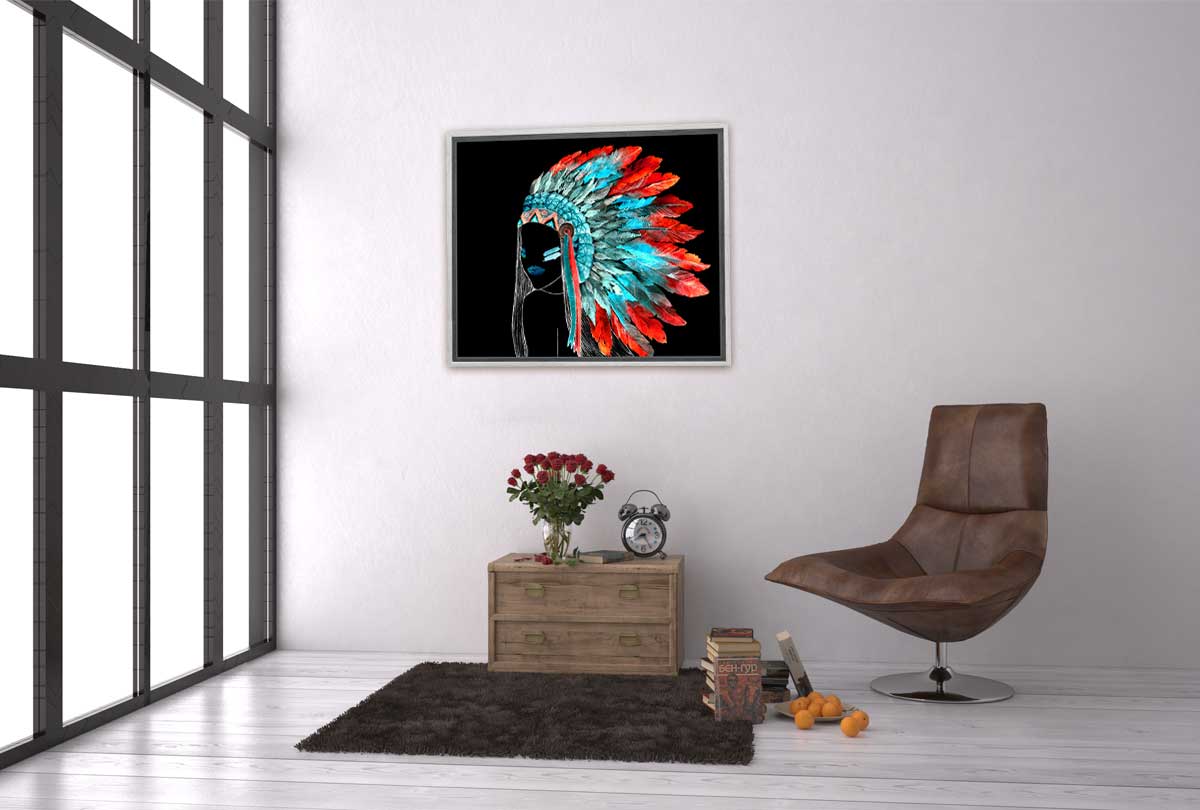 Abstract Feather Head Dress | Canvas Wall Art Print - Final Touch Decor