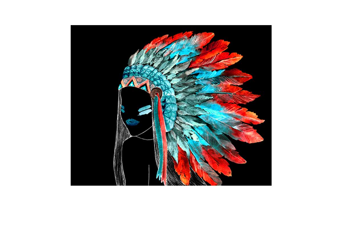 Abstract Feather Head Dress | Canvas Wall Art Print - Final Touch Decor