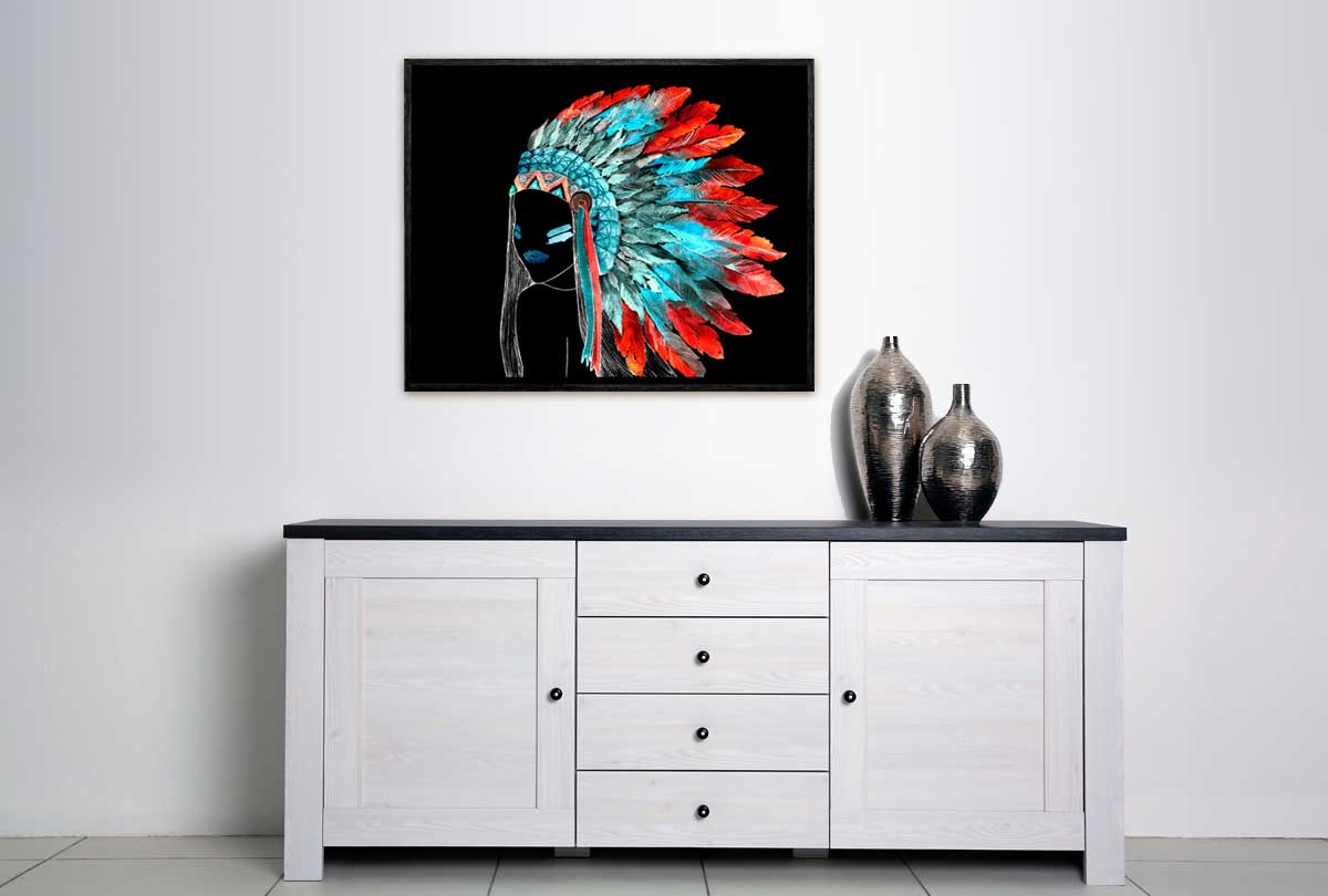 Abstract Feather Head Dress | Canvas Wall Art Print - Final Touch Decor