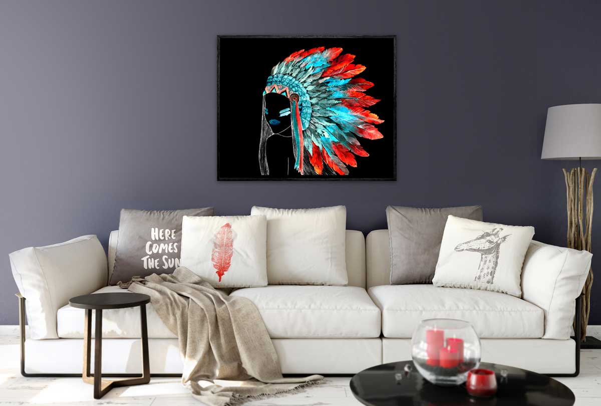 Abstract Feather Head Dress | Canvas Wall Art Print - Final Touch Decor
