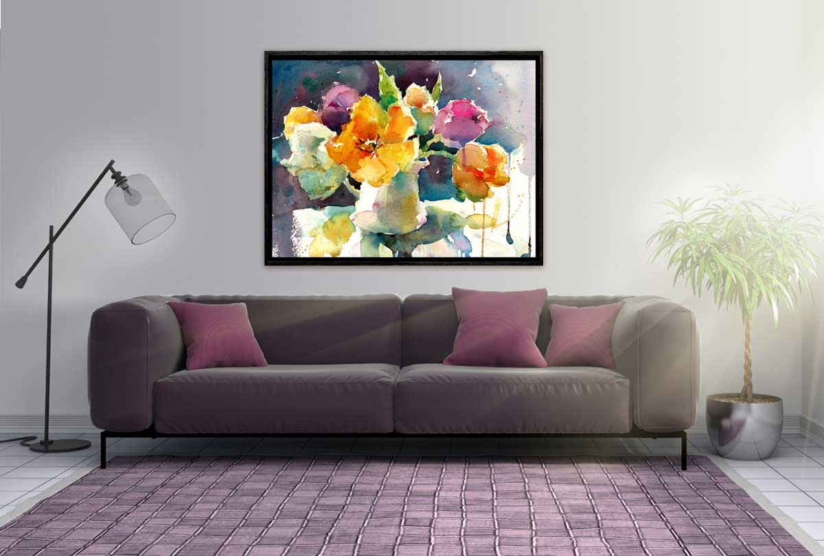 Abstract Orange Flowers | Canvas Wall Art Print - Final Touch Decor
