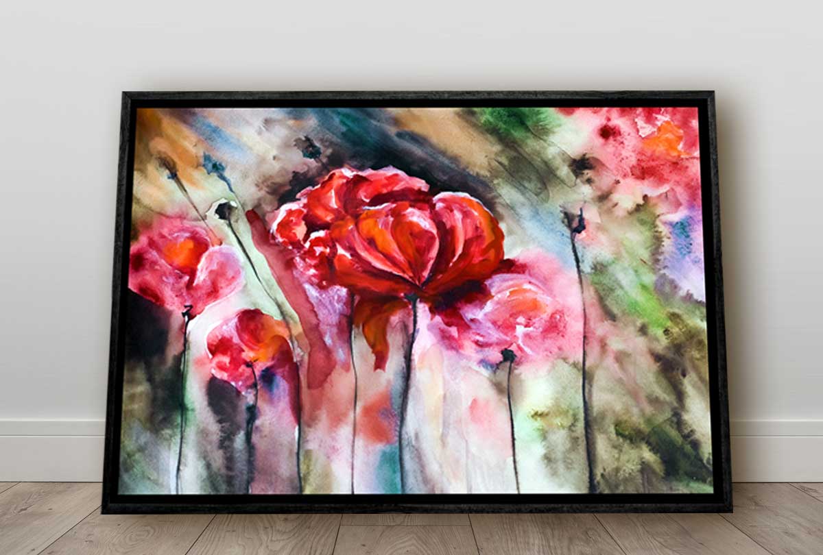 Red Poppy Abstract | Canvas Wall Art Print - Final Touch Decor