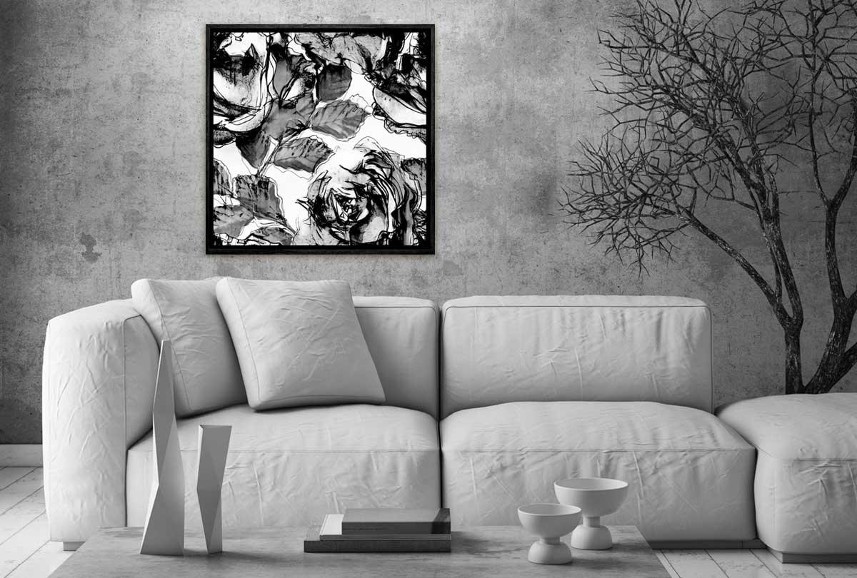 Black and White Watercolor Roses | Canvas Wall Art Print - Final Touch Decor