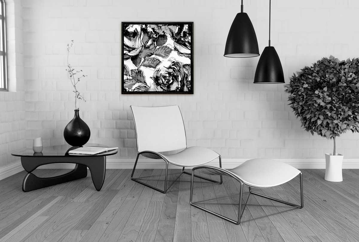 Black and White Watercolor Roses | Canvas Wall Art Print - Final Touch Decor