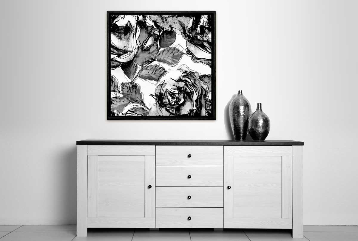 Black and White Watercolor Roses | Canvas Wall Art Print - Final Touch Decor