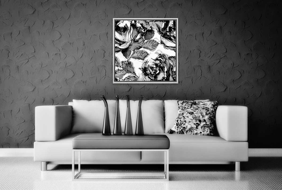 Black and White Watercolor Roses | Canvas Wall Art Print - Final Touch Decor