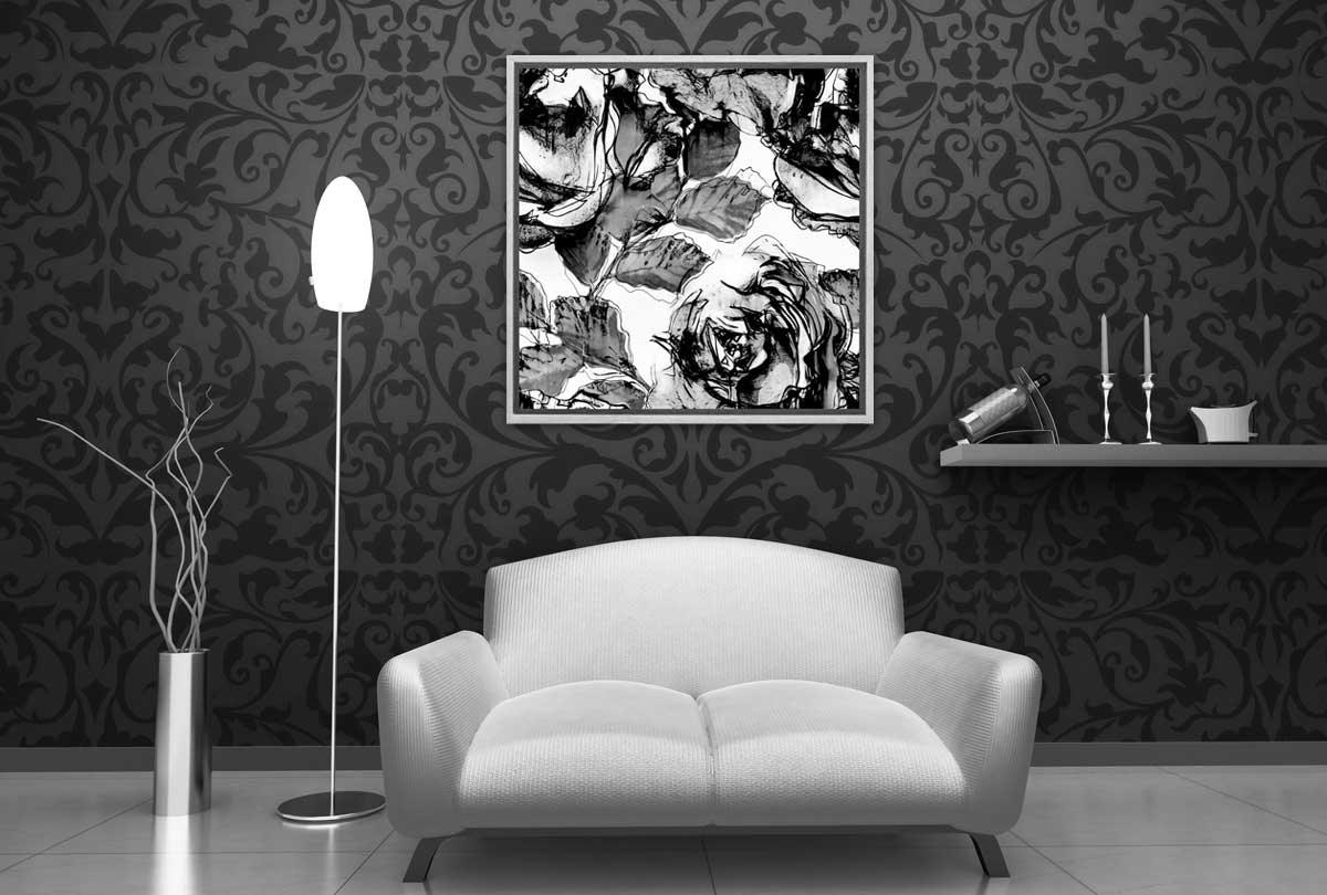 Black and White Watercolor Roses | Canvas Wall Art Print - Final Touch Decor