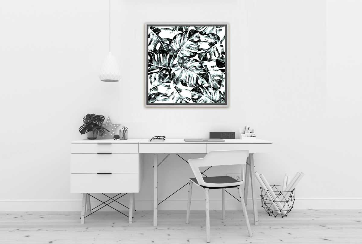 Black and White Monstera | Canvas Wall Art Print - Final Touch Decor