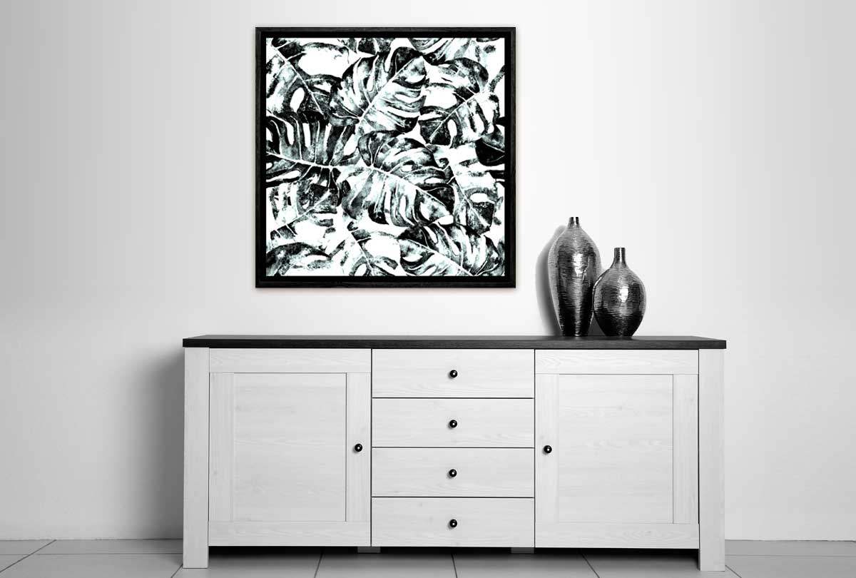 Black and White Monstera | Canvas Wall Art Print - Final Touch Decor