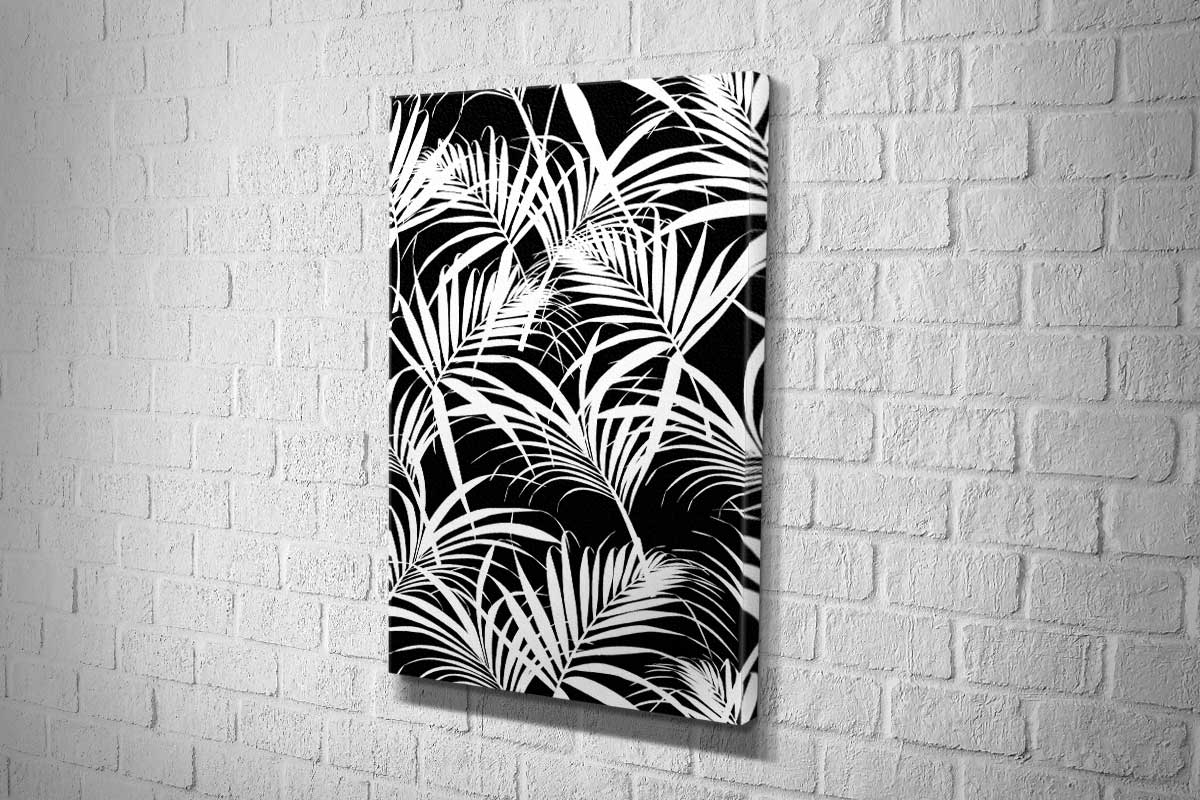 White Palm on Black | Canvas Wall Art Print - Final Touch Decor