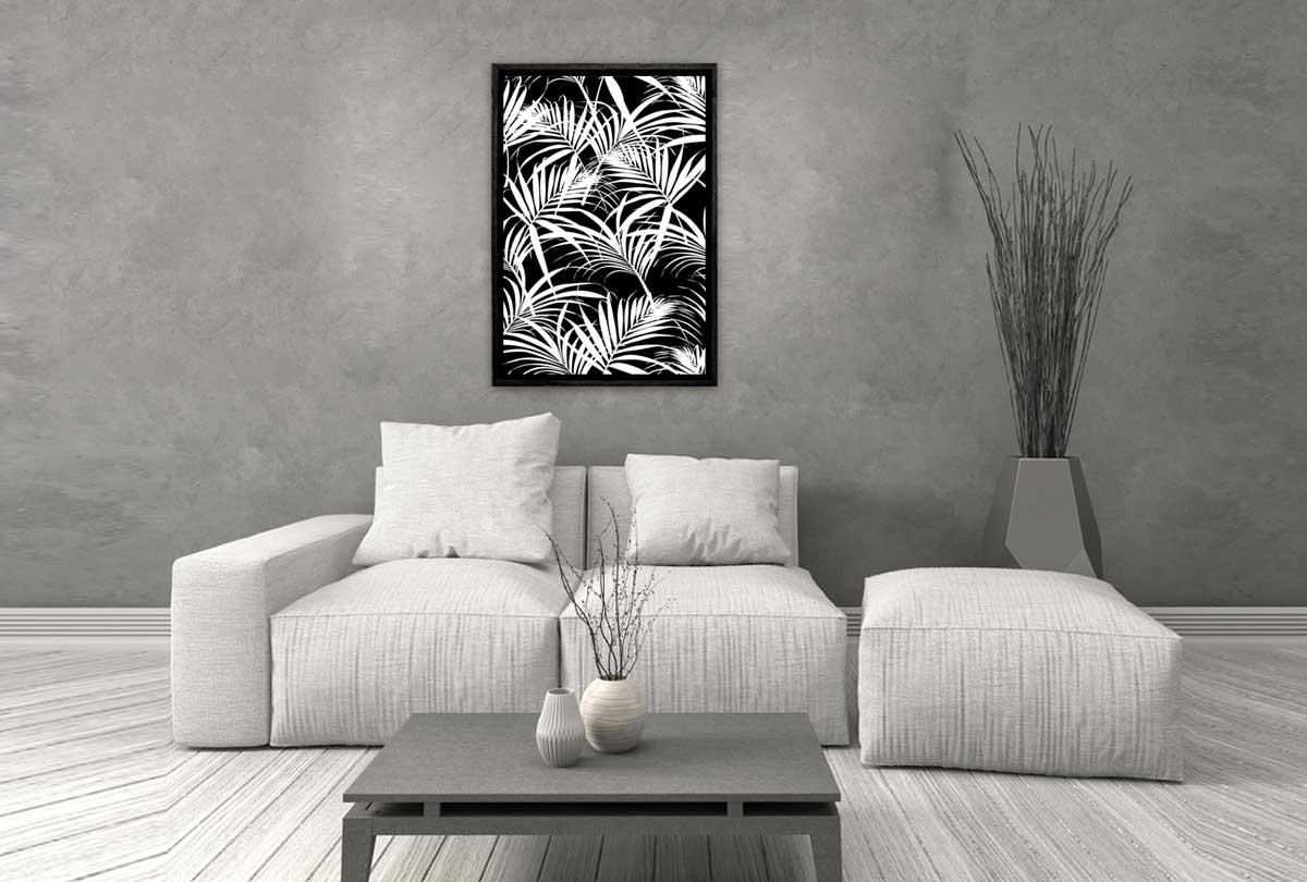 White Palm on Black | Canvas Wall Art Print - Final Touch Decor