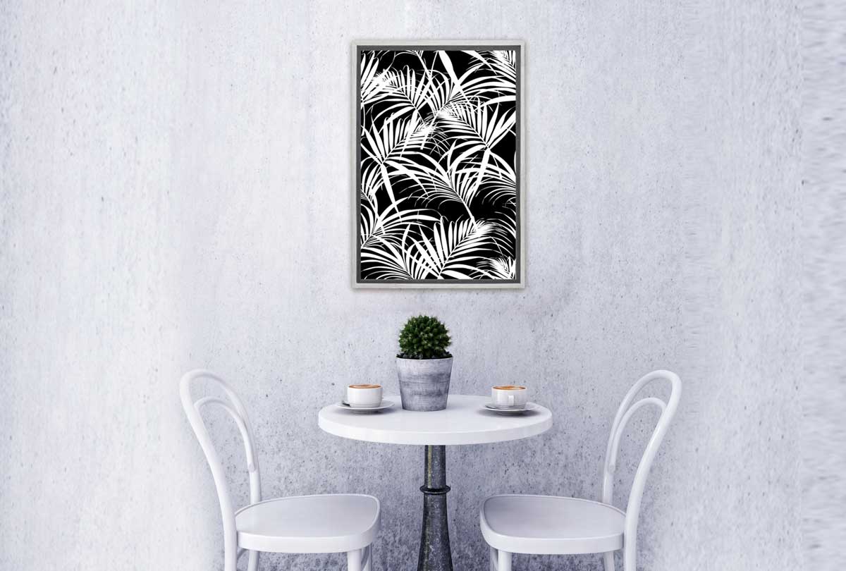 White Palm on Black | Canvas Wall Art Print - Final Touch Decor
