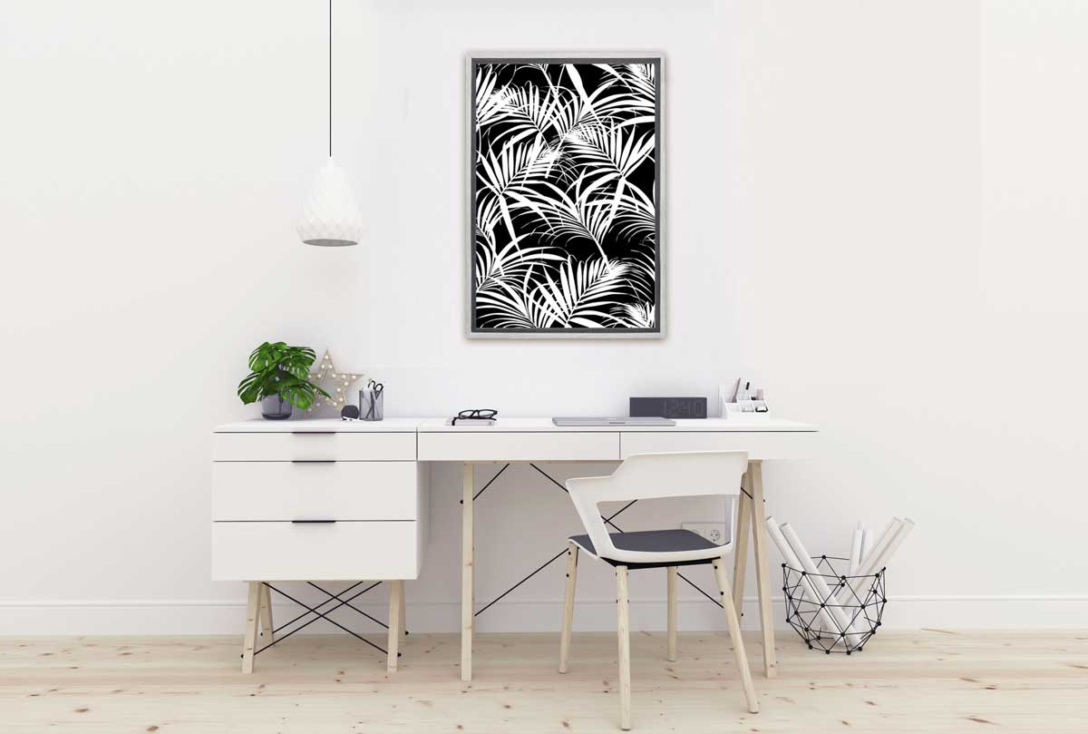 White Palm on Black | Canvas Wall Art Print - Final Touch Decor