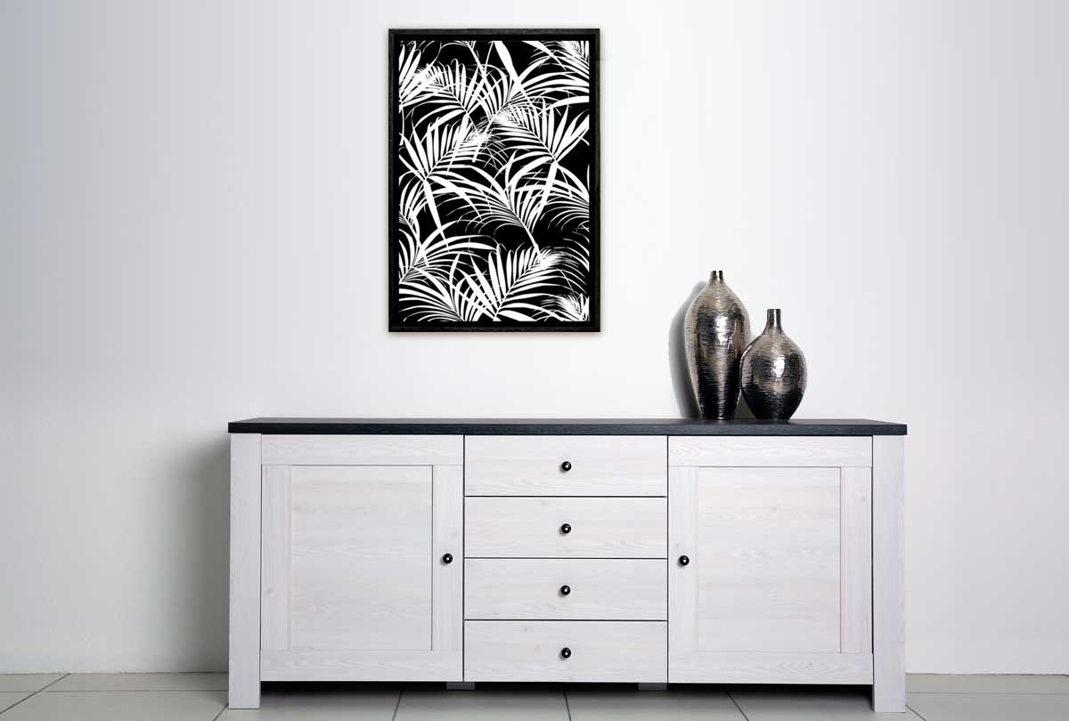 White Palm on Black | Canvas Wall Art Print - Final Touch Decor