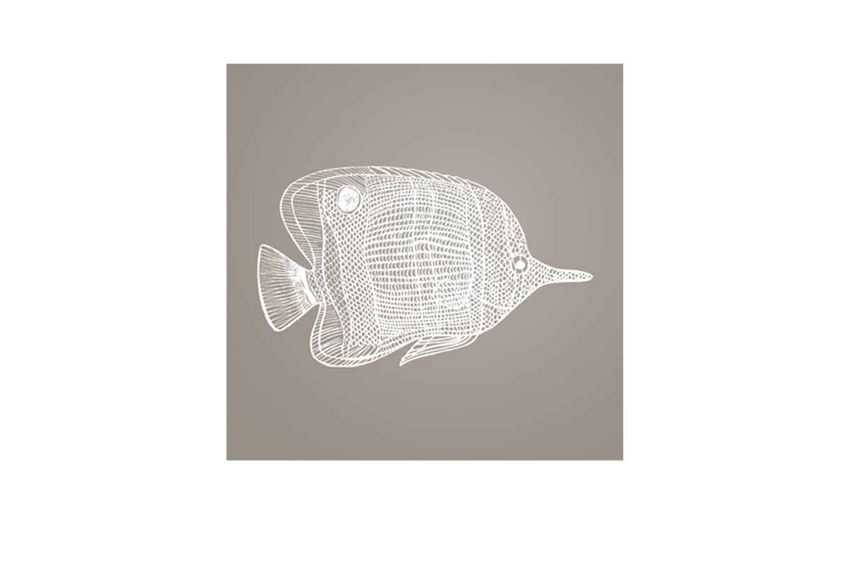 Fish 1 White on Beige | Canvas Wall Art Print - Final Touch Decor