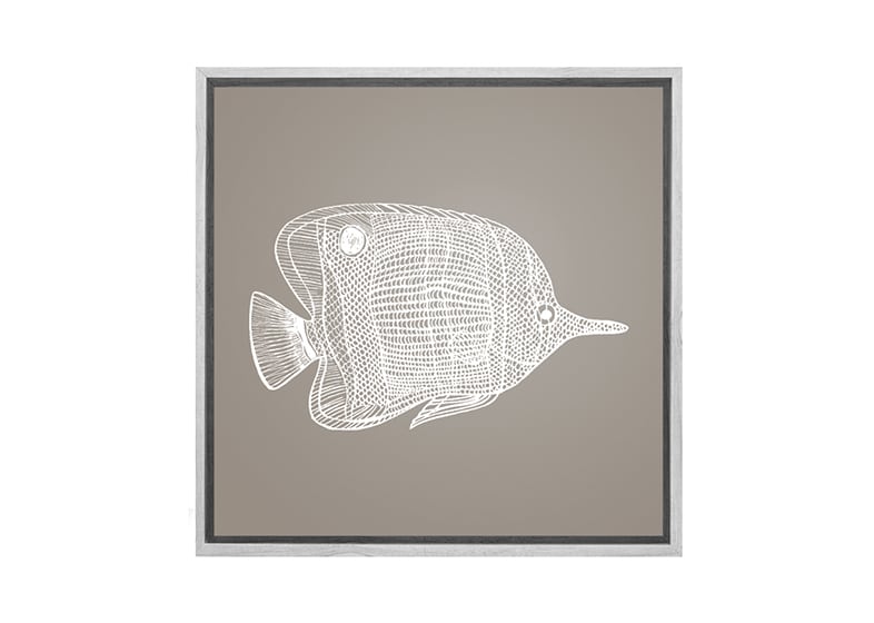 Fish 1 White on Beige | Canvas Wall Art Print - Final Touch Decor