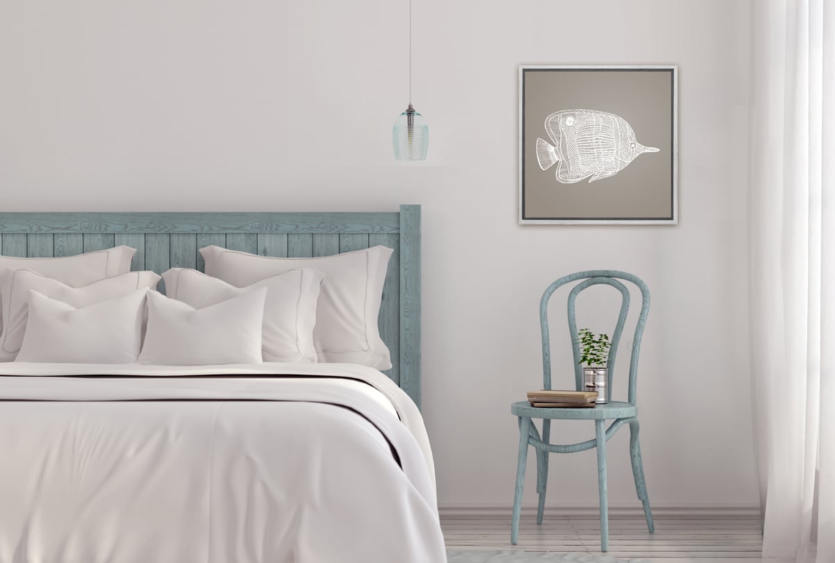 Fish 1 White on Beige | Canvas Wall Art Print - Final Touch Decor