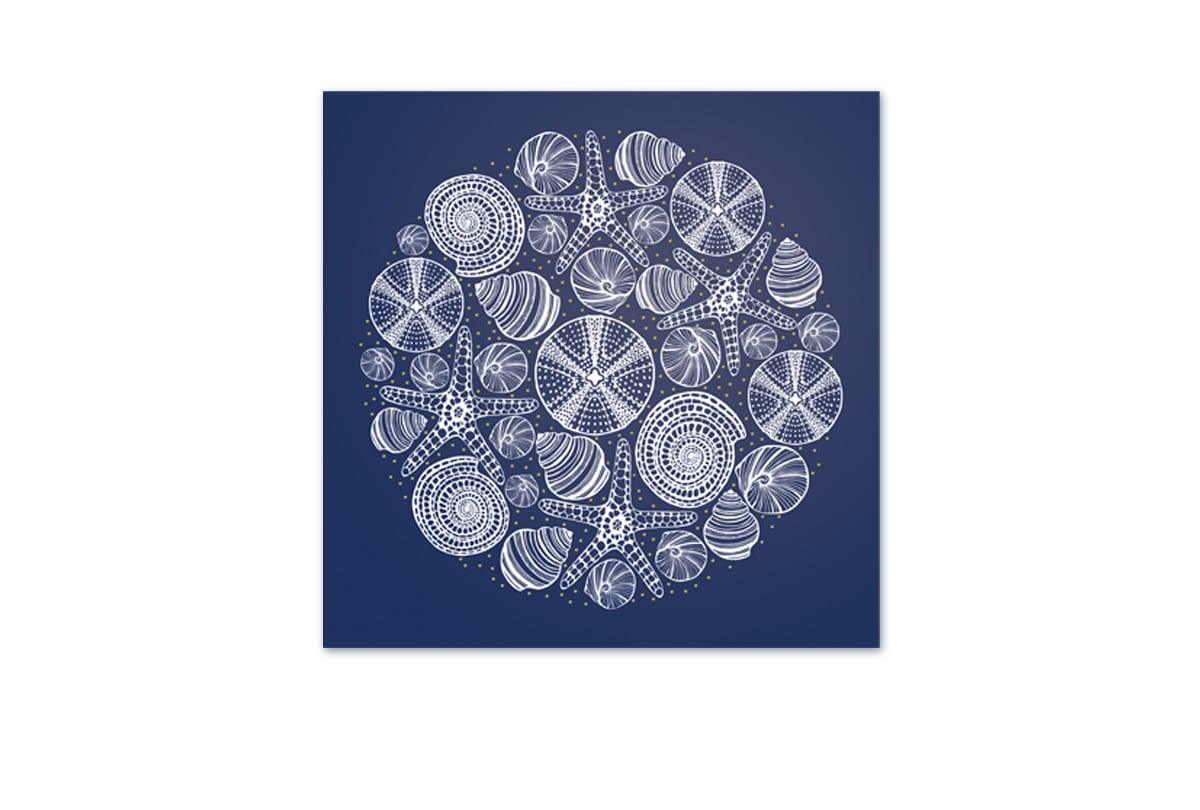 Shells Star Fish White on Navy | Canvas Wall Art Print - Final Touch Decor