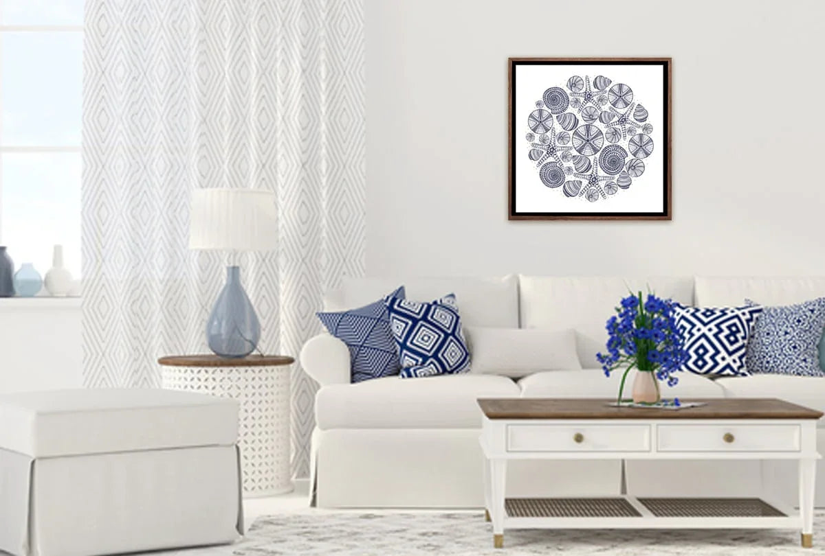 Shells Star Fish Navy on White | Canvas Wall Art Print - Final Touch Decor