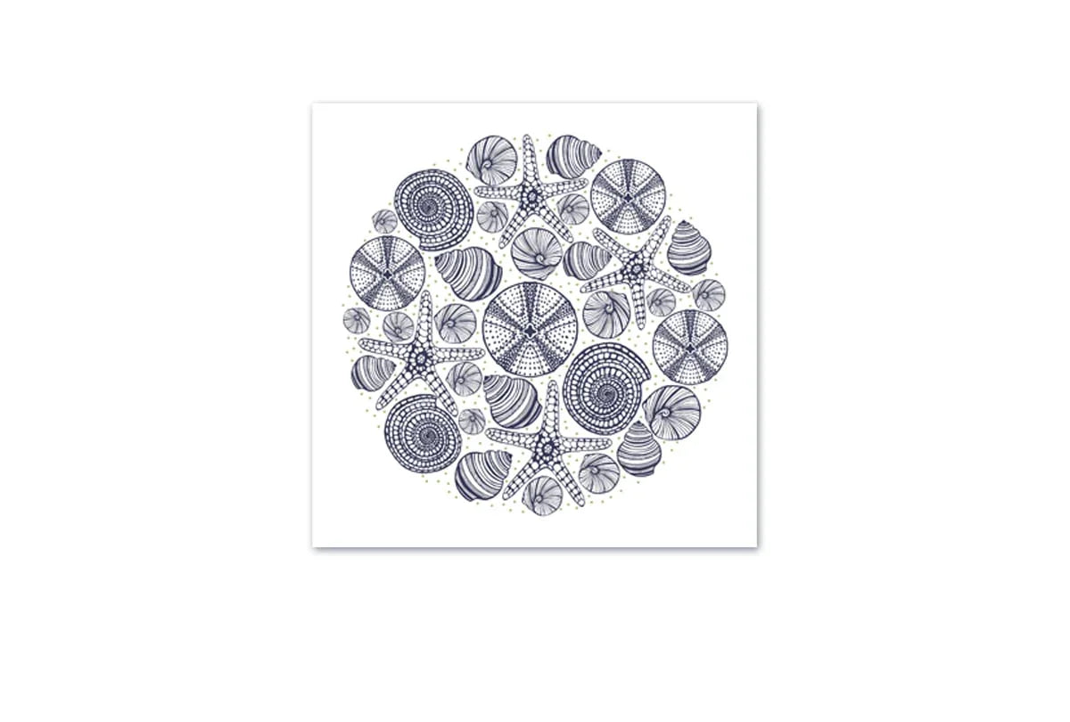 Shells Star Fish Navy on White | Canvas Wall Art Print - Final Touch Decor