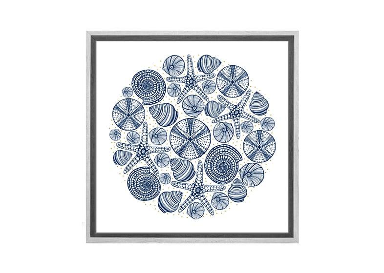 Shells Star Fish Navy on White | Canvas Wall Art Print - Final Touch Decor