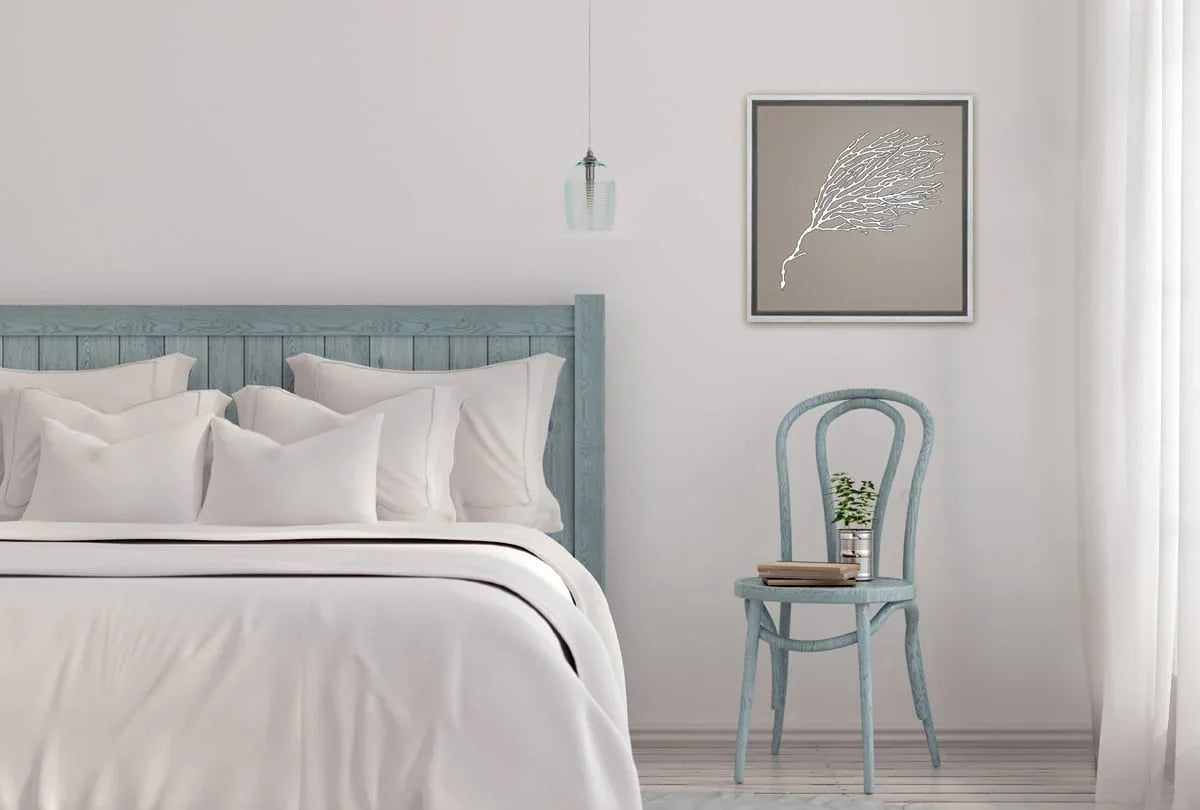 Fan Coral White on Beige | Canvas Wall Art Print - Final Touch Decor