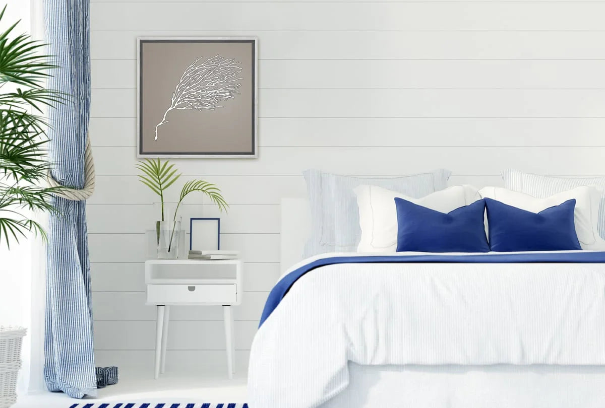 Fan Coral White on Beige | Canvas Wall Art Print - Final Touch Decor