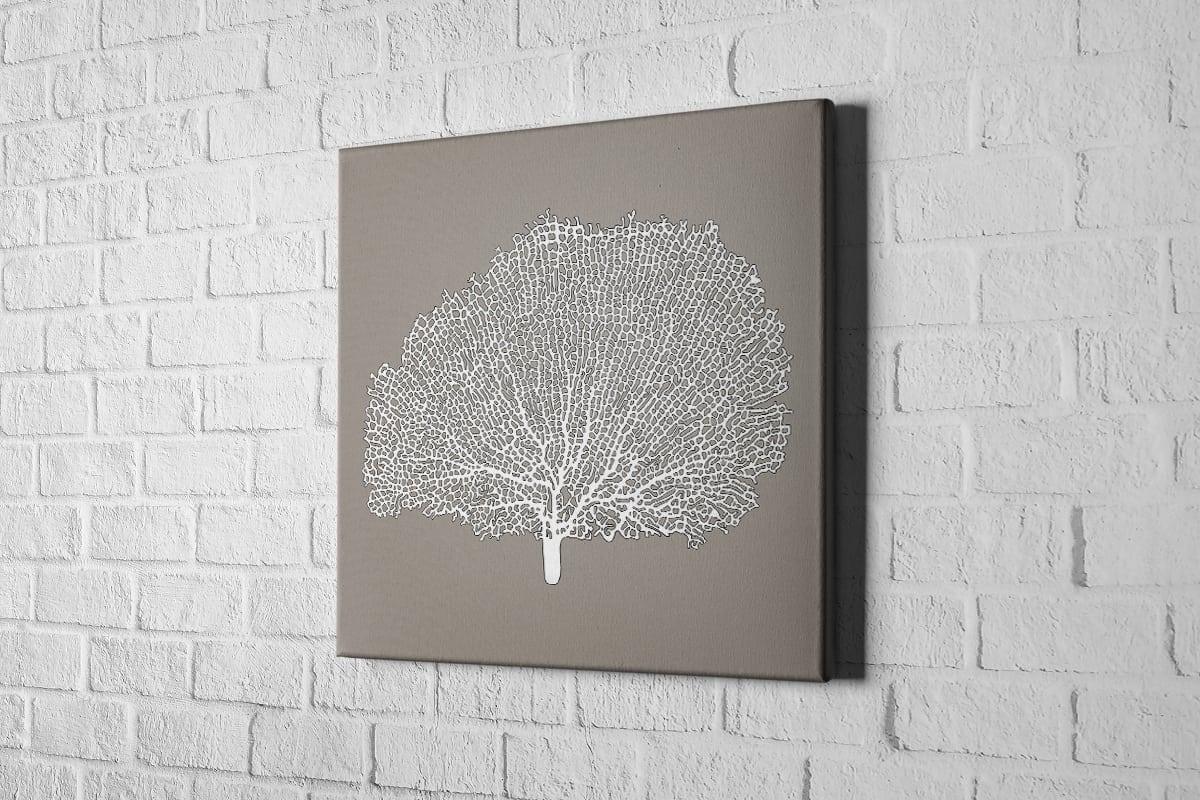 Fan Coral 2 White on Beige | Canvas Wall Art Print - Final Touch Decor