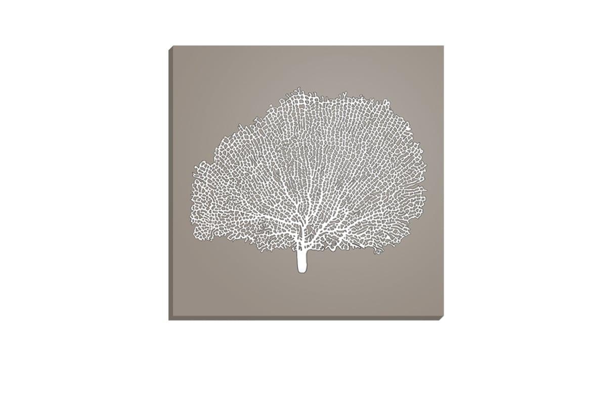 Fan Coral White on Navy | Canvas Wall Art Print - Final Touch Decor