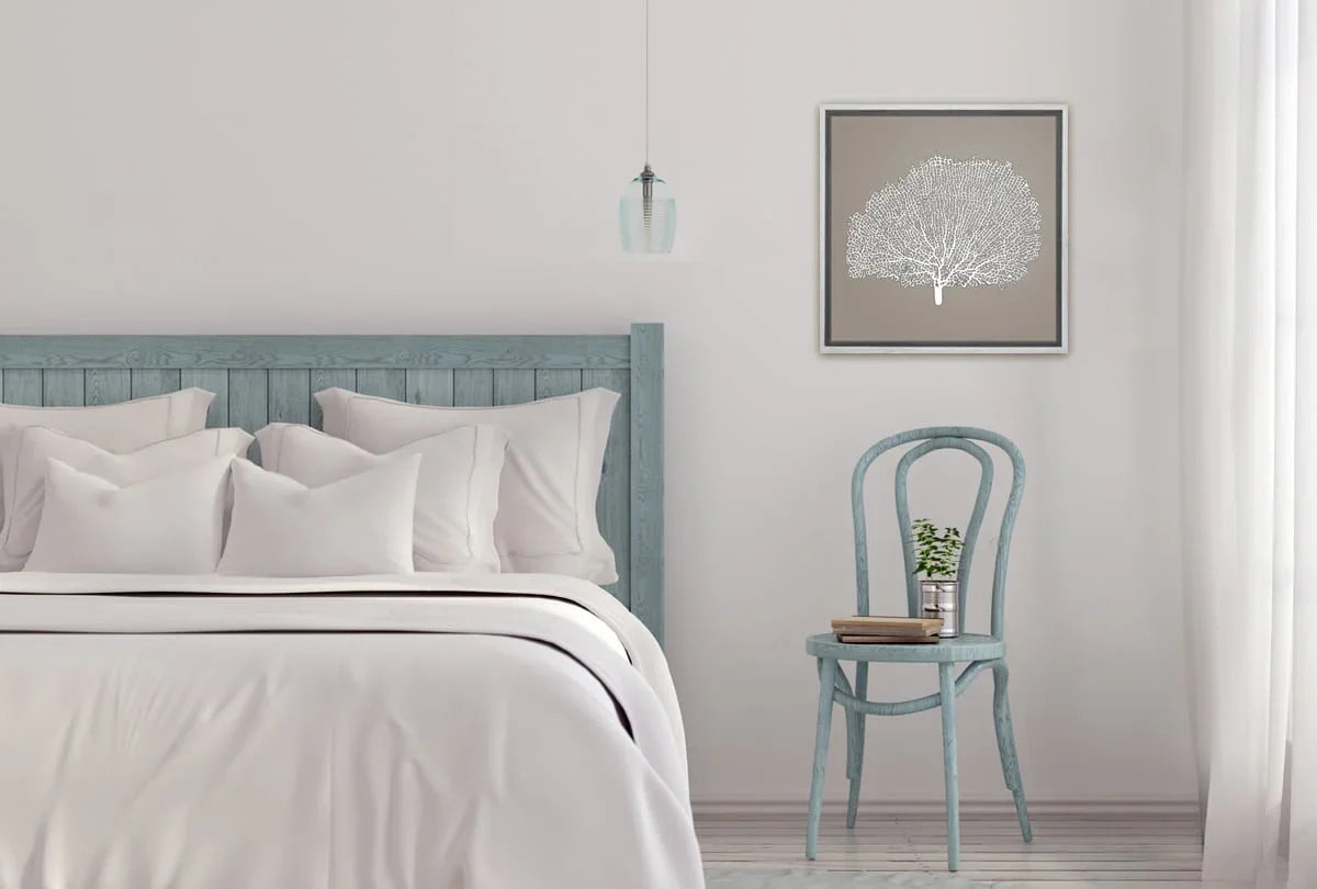 Fan Coral 2 White on Beige | Canvas Wall Art Print - Final Touch Decor