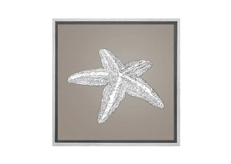 Star Fish White on Beige | Canvas Wall Art Print - Final Touch Decor