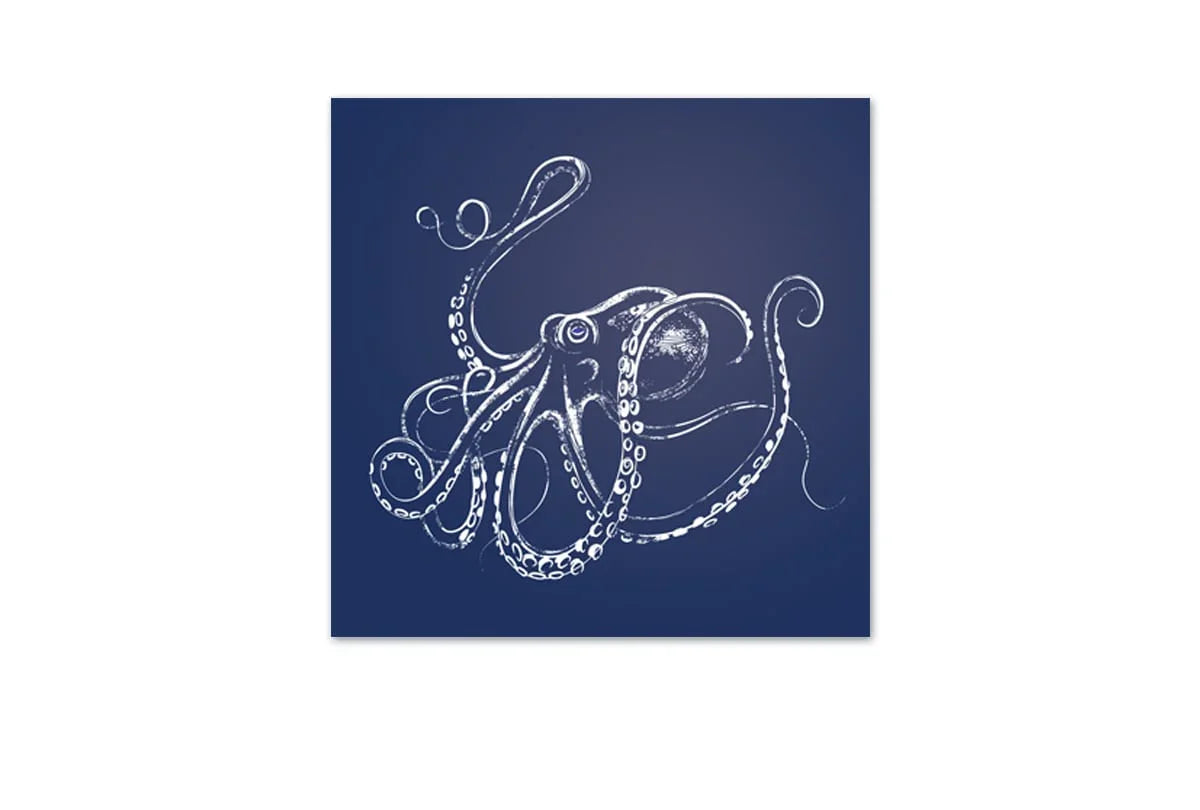 Octopus White on Navy | Canvas Wall Art Print - Final Touch Decor
