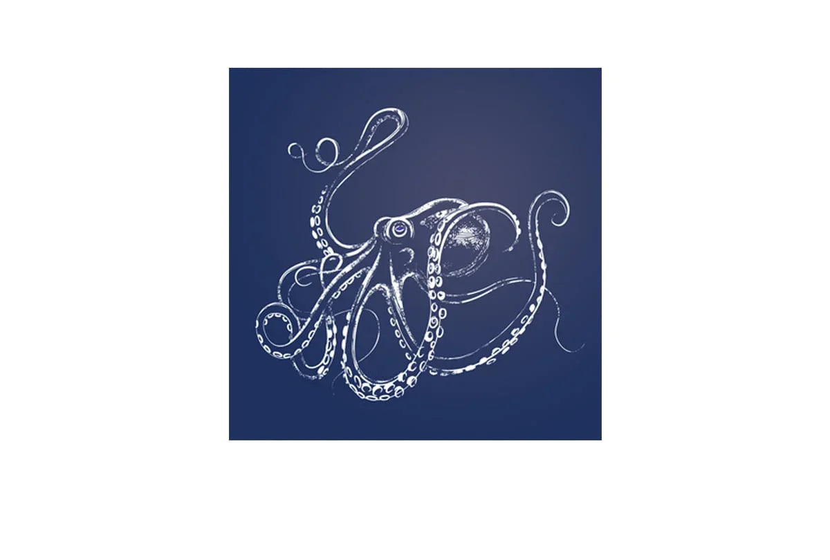 Octopus White on Navy | Canvas Wall Art Print - Final Touch Decor