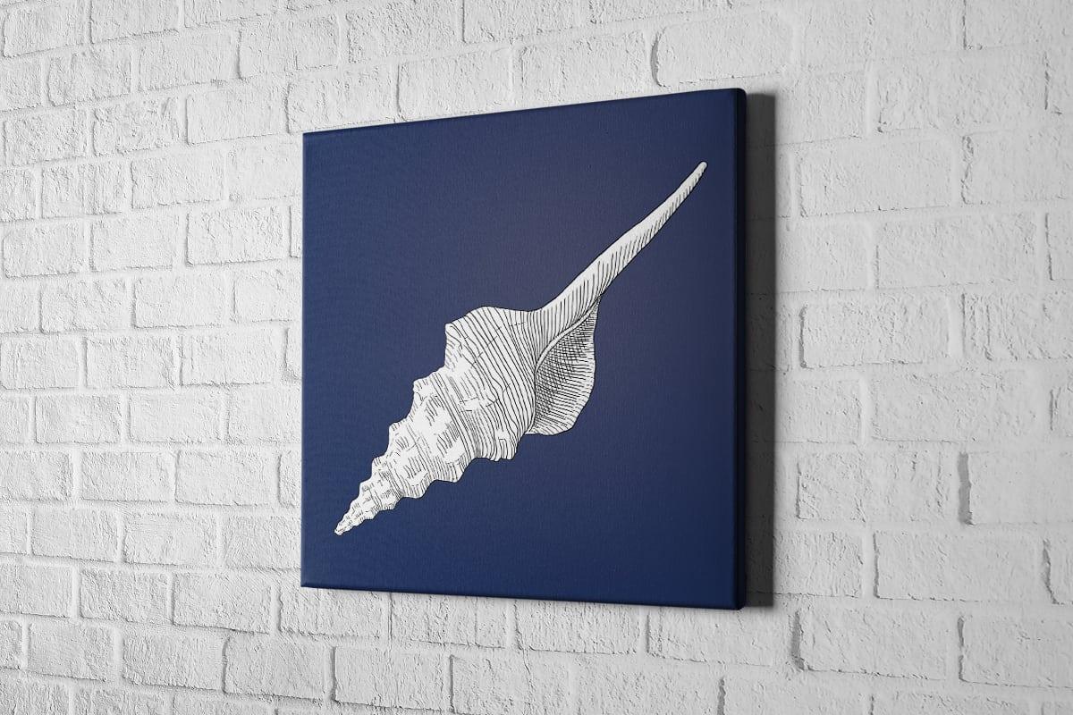 Shell White on Navy | Canvas Wall Art Print - Final Touch Decor