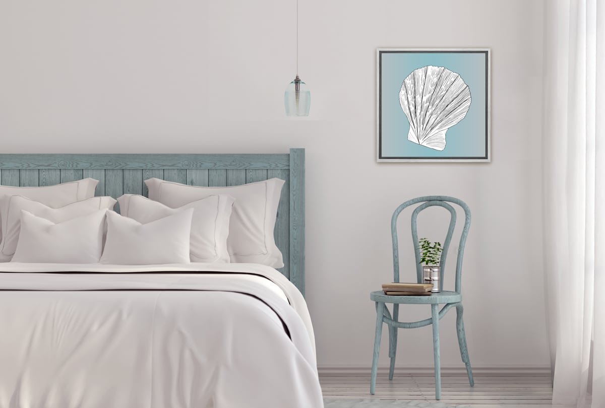 Shell 3 White on Teal | Canvas Wall Art Print - Final Touch Decor
