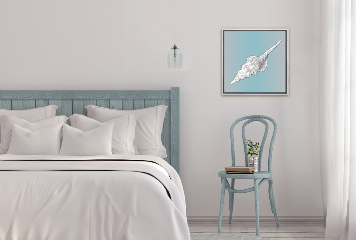 Shell White on Teal | Canvas Wall Art Print - Final Touch Decor