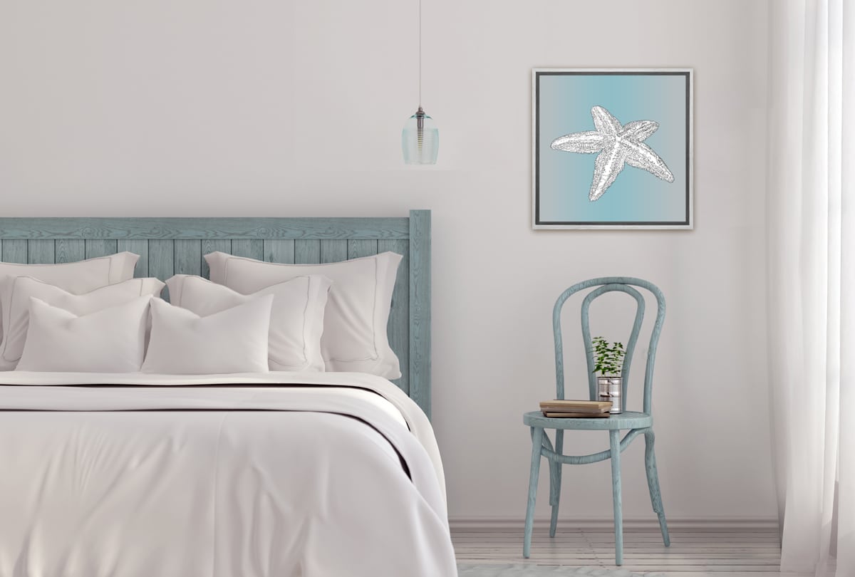 Star Fish White on Teal | Canvas Wall Art Print - Final Touch Decor