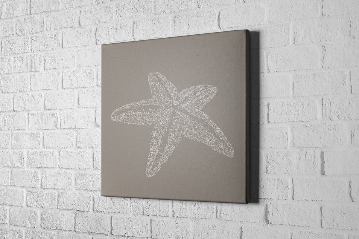 Star Fish 2 White on Beige | Canvas Wall Art Print - Final Touch Decor