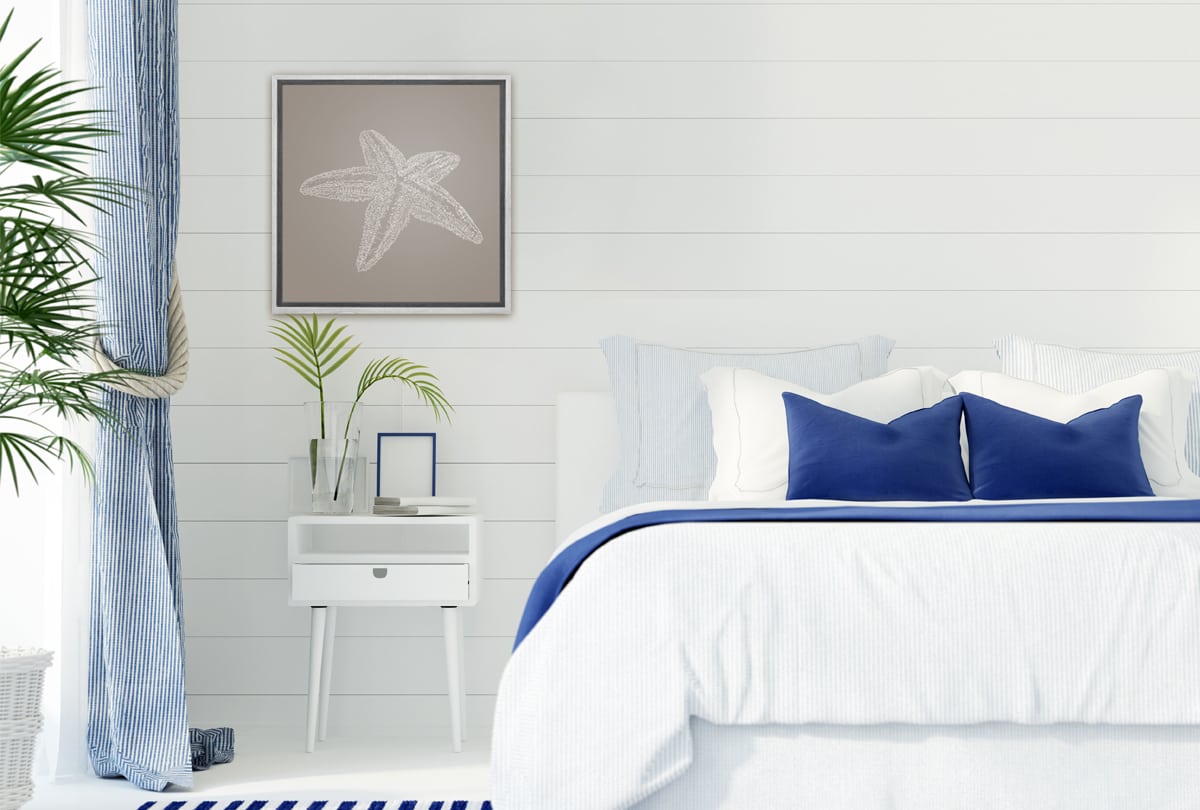 Star Fish 2 White on Beige | Canvas Wall Art Print - Final Touch Decor