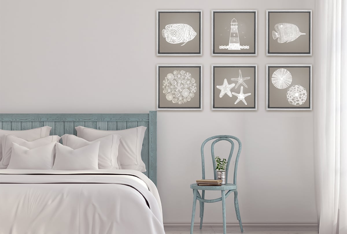 Fish 1 White on Beige | Canvas Wall Art Print - Final Touch Decor