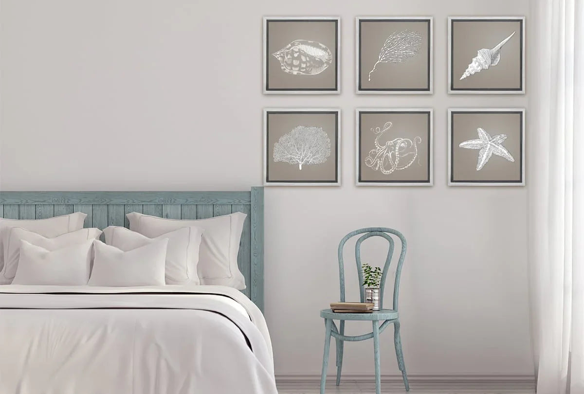 Fan Coral White on Beige | Canvas Wall Art Print - Final Touch Decor