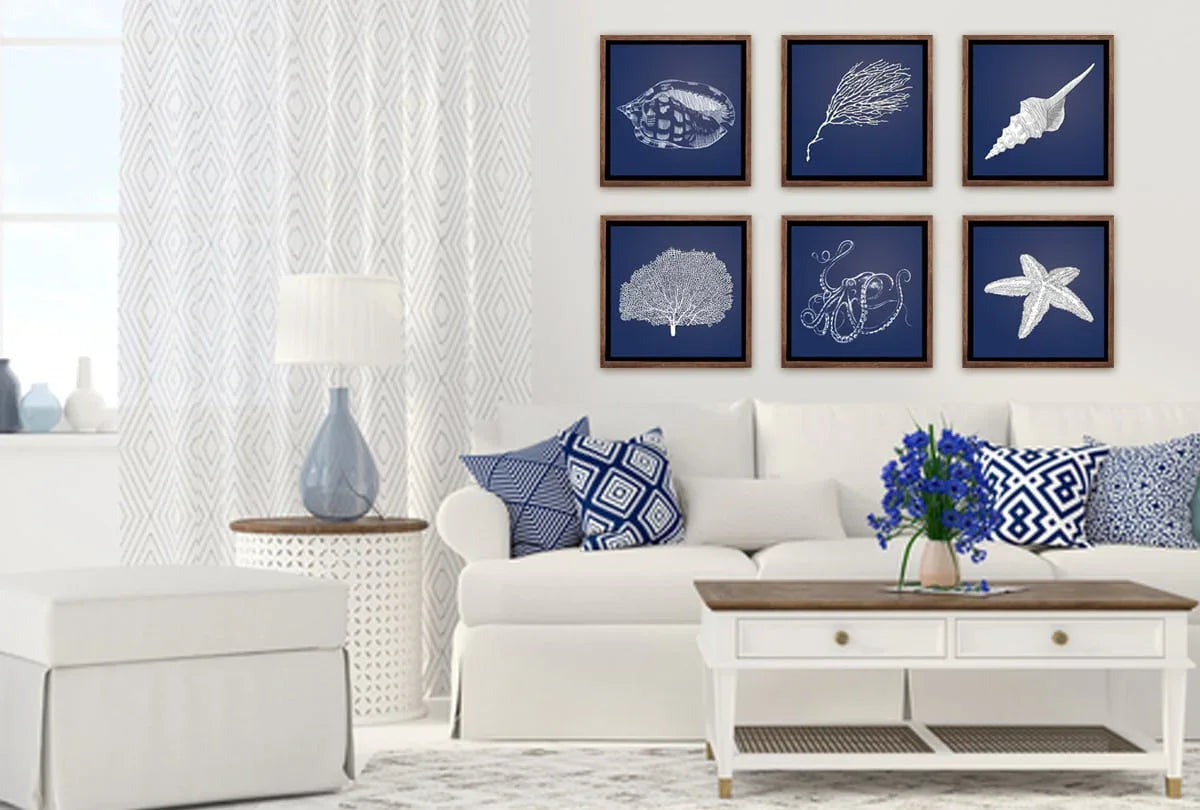 Octopus White on Navy | Canvas Wall Art Print - Final Touch Decor