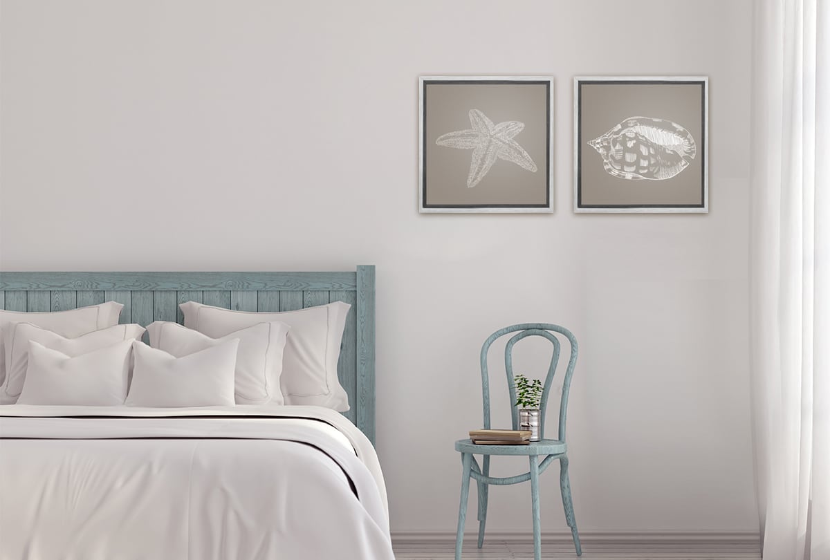 Star Fish 2 White on Beige | Canvas Wall Art Print - Final Touch Decor