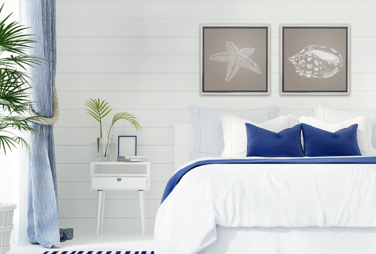 Star Fish 2 White on Beige | Canvas Wall Art Print - Final Touch Decor