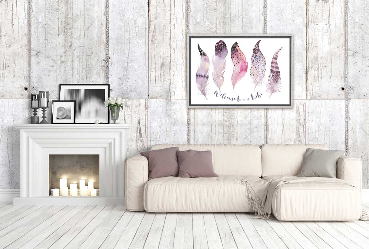 Boho Tribe Feathers | Boho Canvas Wall Art Print - Final Touch Decor