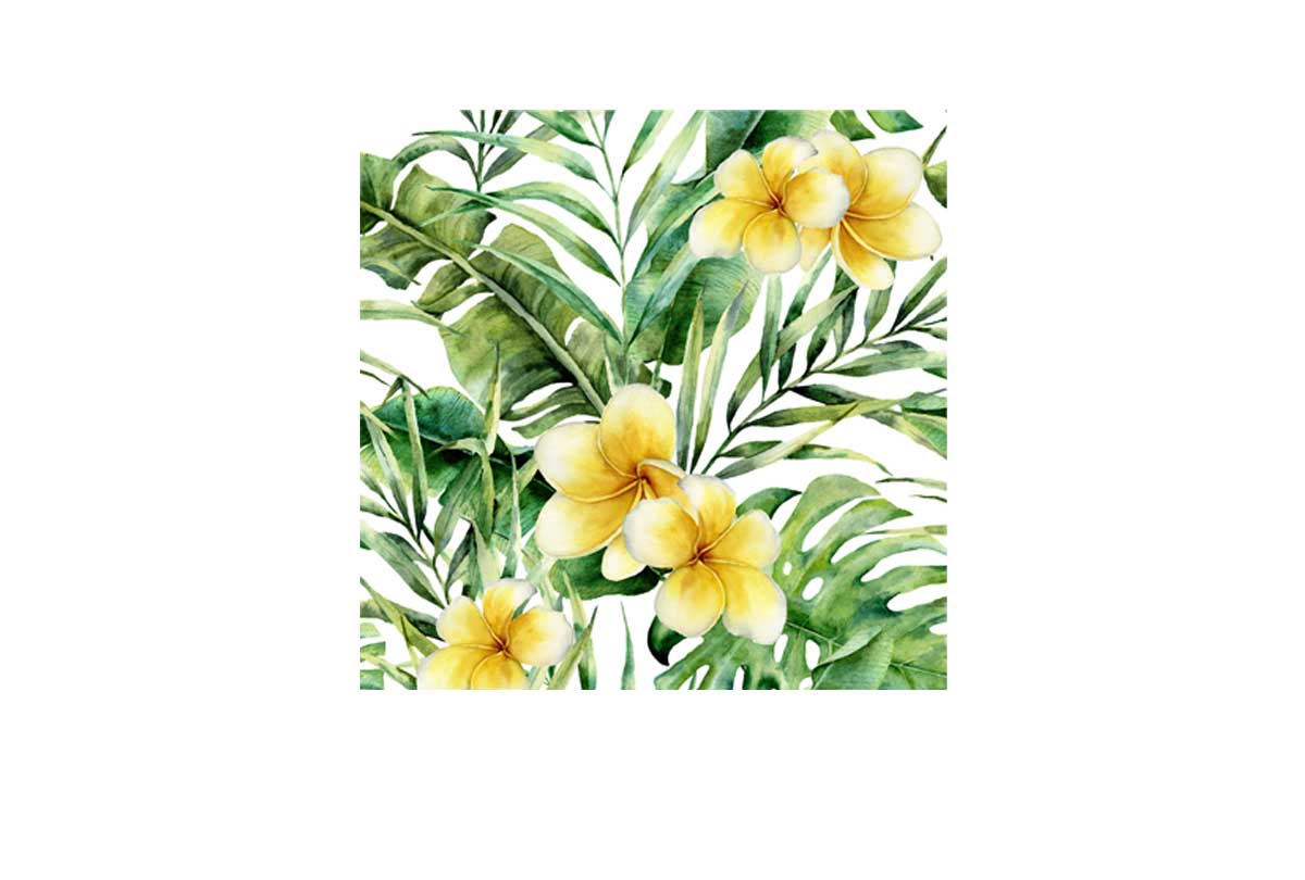 Tropical Leaves Frajapani Watercolor | Canvas Wall Art Print - Final Touch Decor